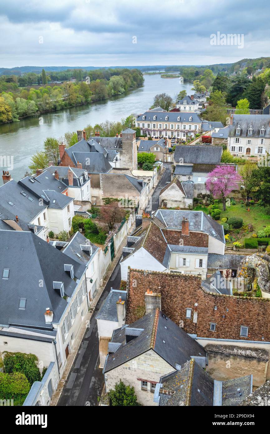 Vue sur Amboise depuis le château royal, Centre-Val de Loire, France Banque D'Images