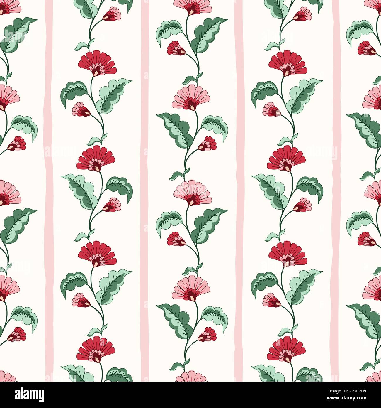 Motif sans couture vectoriel de fleurs de jacograin de chintz indien Illustration de Vecteur