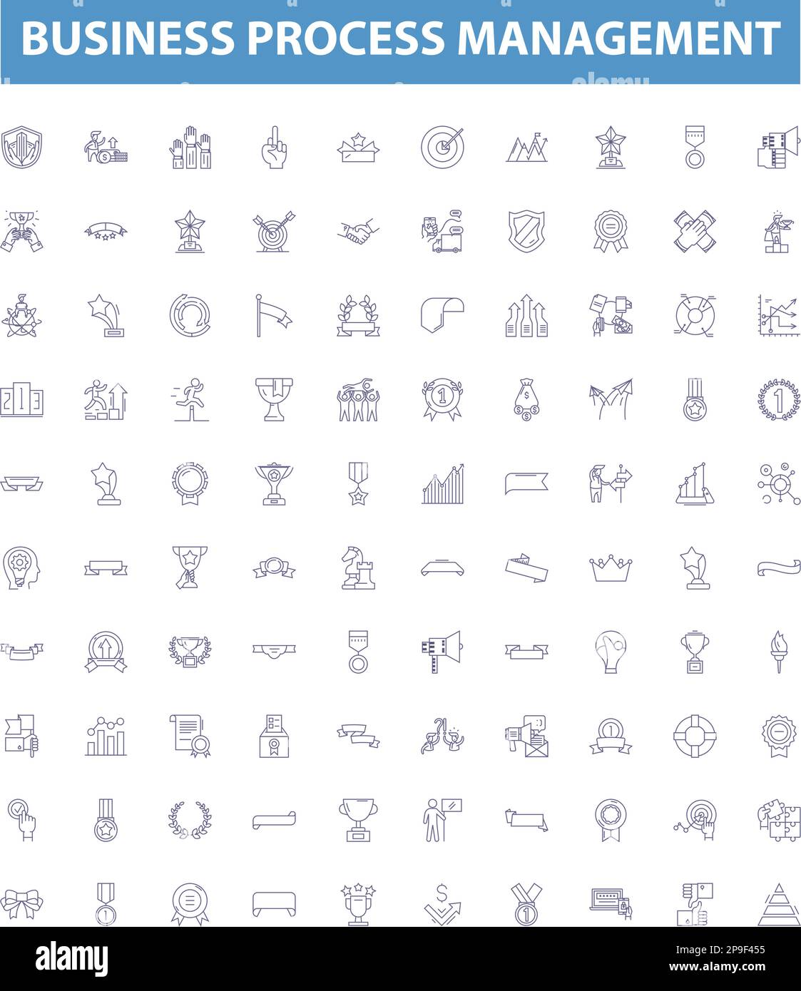 Icônes de la ligne de gestion des processus d'affaires, mise en place des affiches. Affaires, processus, gestion, automatisation, efficacité, Flow, Optimization, Analysis, Modeling Illustration de Vecteur