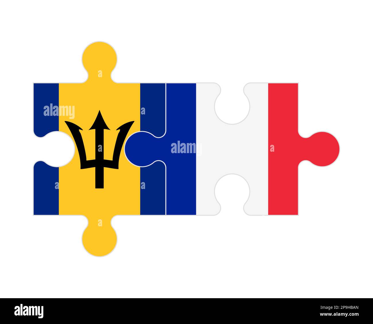 Puzzle connecté des drapeaux de la Barbade et de la France , vecteur Illustration de Vecteur