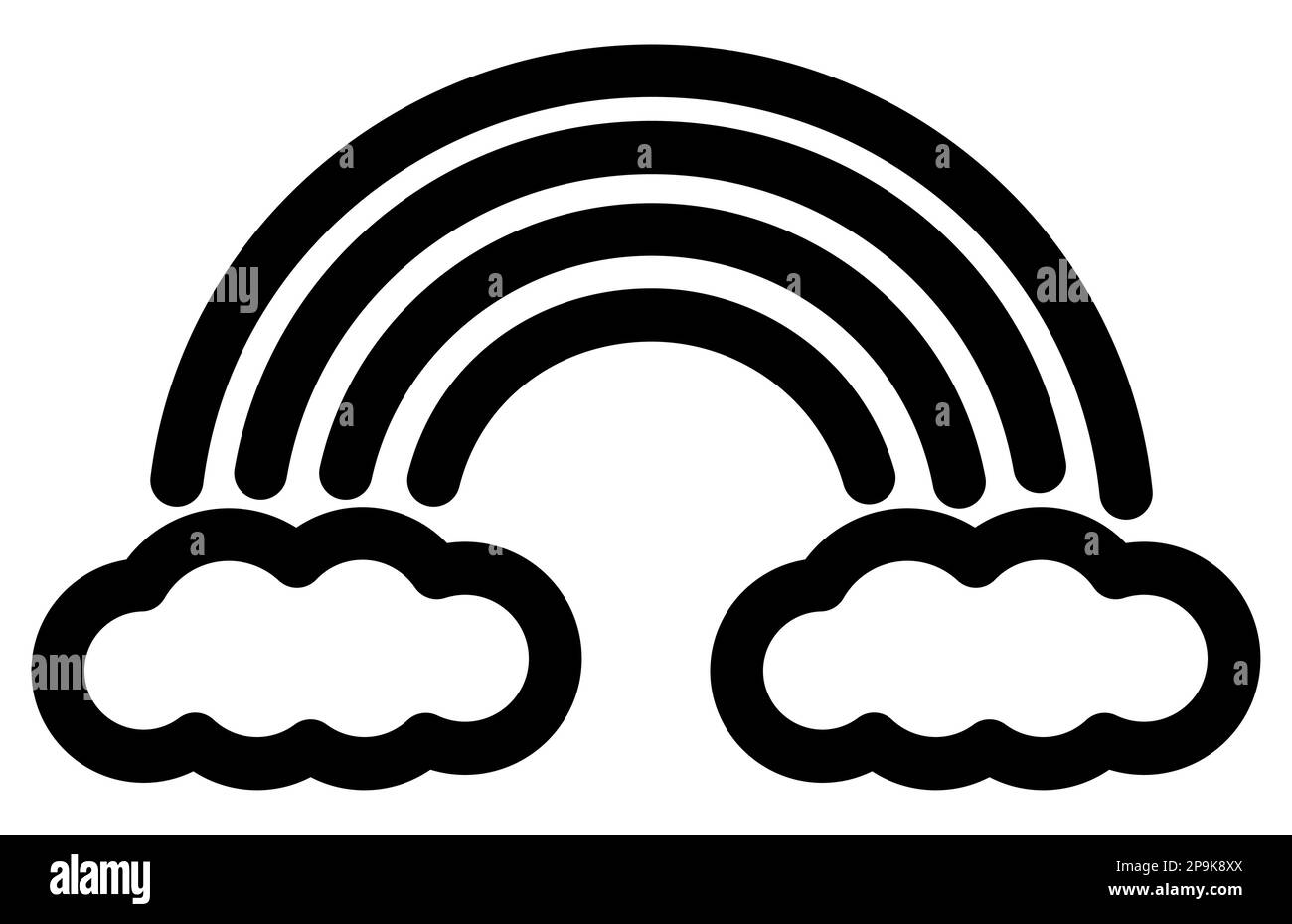 Silhouette noire d'un nuage arc-en-ciel, d'un arc-en-ciel et d'une illustration vectorielle d'icône de nuage Illustration de Vecteur