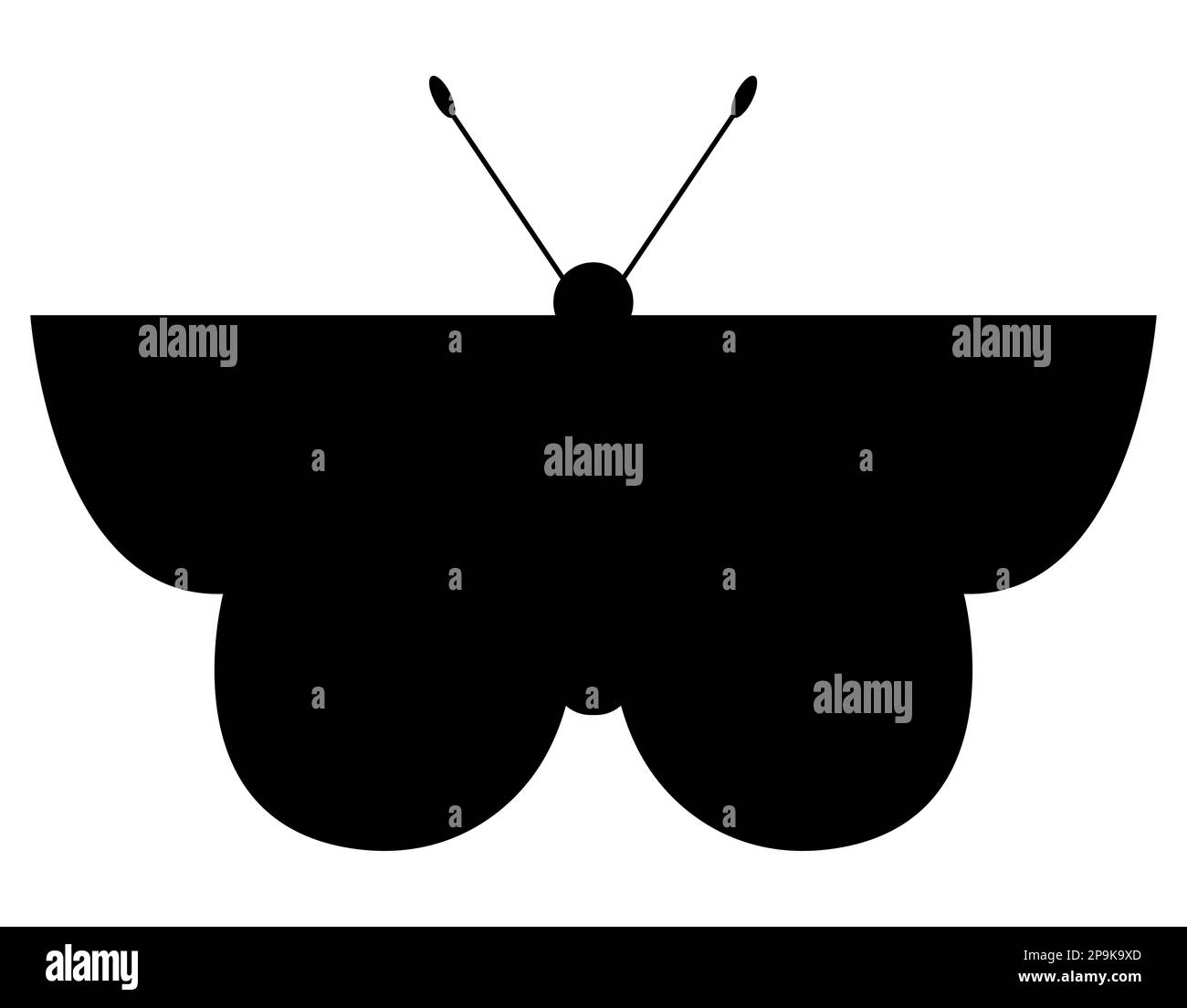 Silhouette noire d'un papillon, icône dans un style tendance, illustration vectorielle d'un insecte pour créer des logos et des motifs de t-shirt Illustration de Vecteur