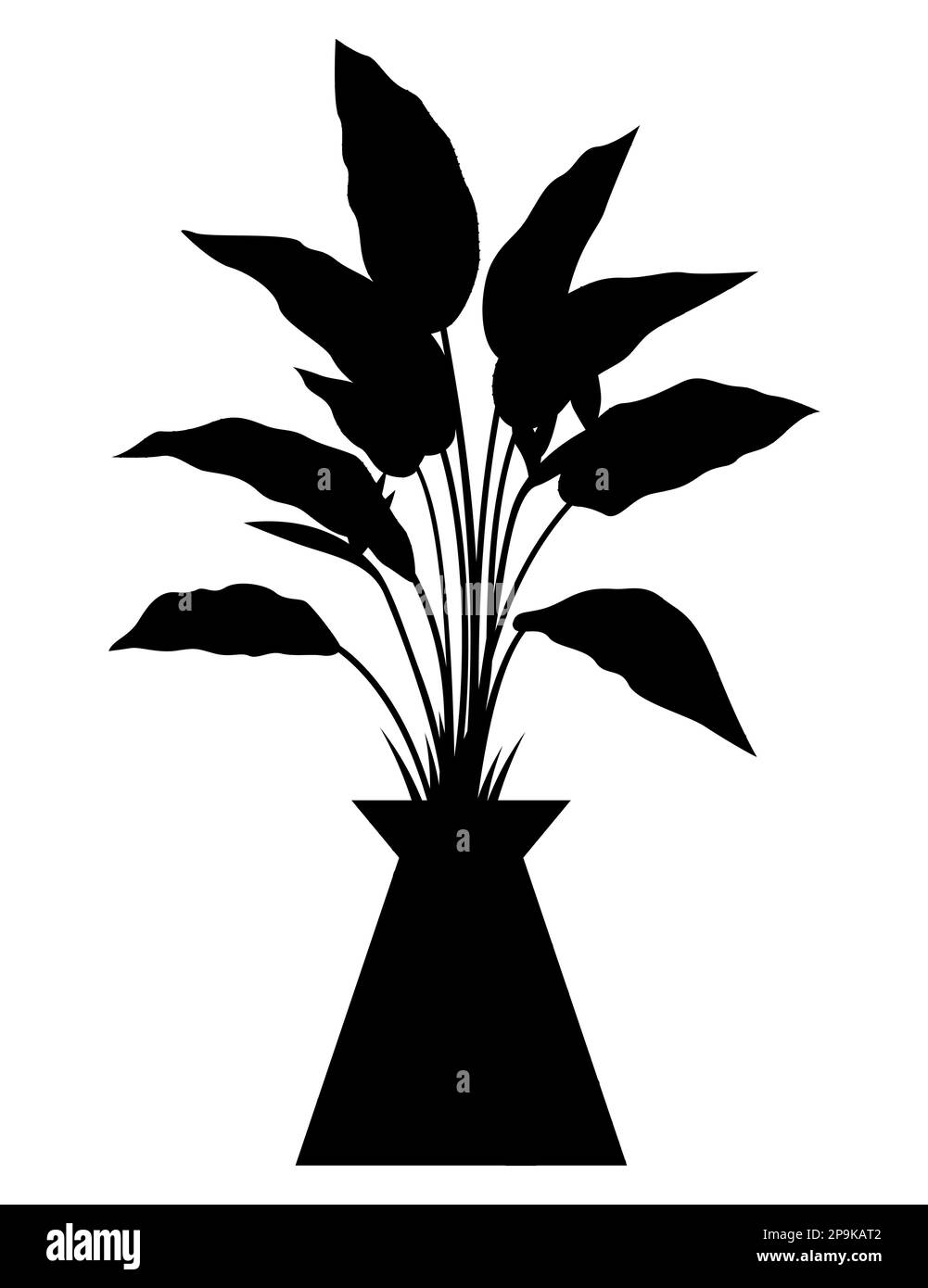 Silhouette noire de la plante d'origine dans un pot, illustration vectorielle de vase de plante Illustration de Vecteur