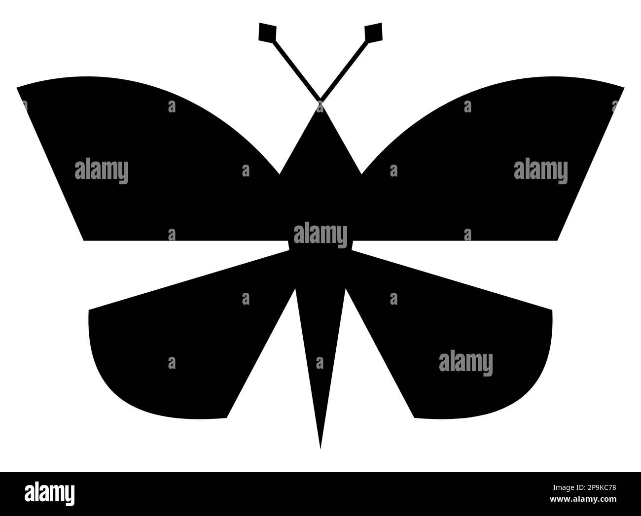 Silhouette noire d'un papillon robotique très élégant, icône cool et logo de papillon noir Illustration de Vecteur