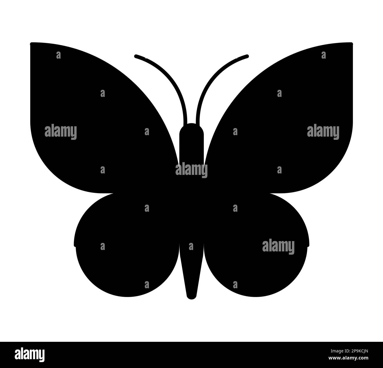 Silhouette noire d'un papillon isolé sur un fond blanc pour l'impression de motifs de t-shirts. Illustration vectorielle. Illustration de Vecteur