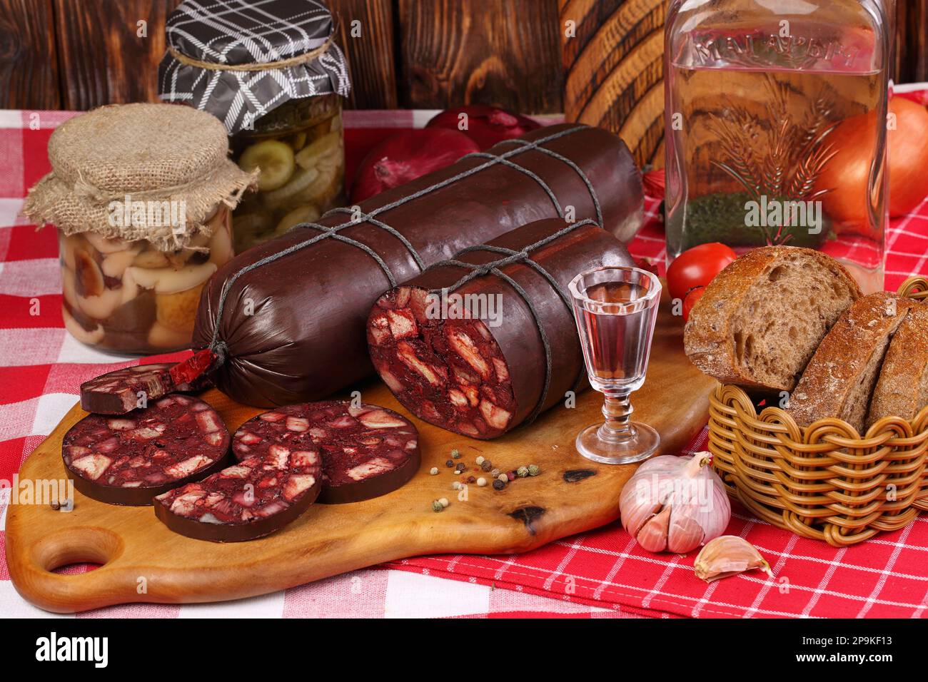 saucisse de sang maison Banque D'Images