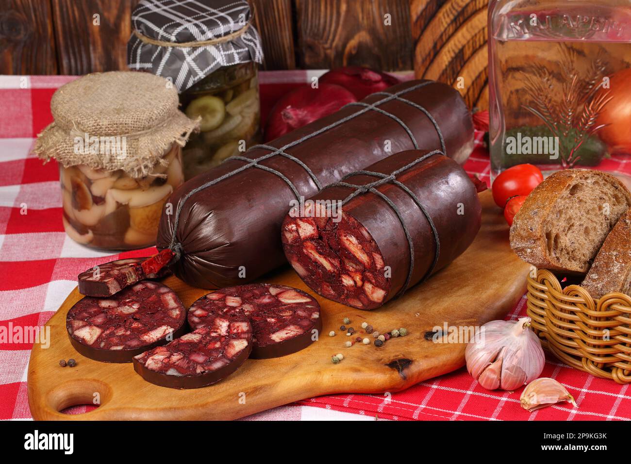saucisse de sang maison Banque D'Images