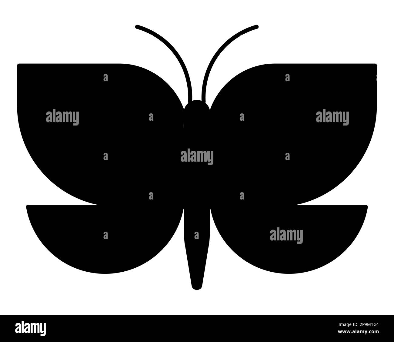 Silhouette noire d'un papillon avec de magnifiques ailes pour les logos, illustration vectorielle Illustration de Vecteur