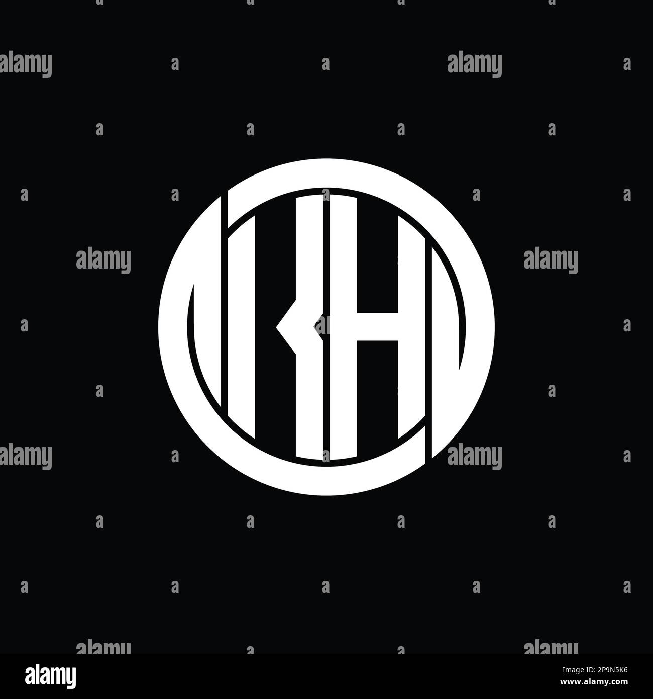 Logo KH bouclier de monogramme à l'intérieur du cercle forme isolée image vecteur modèle de conception Banque D'Images