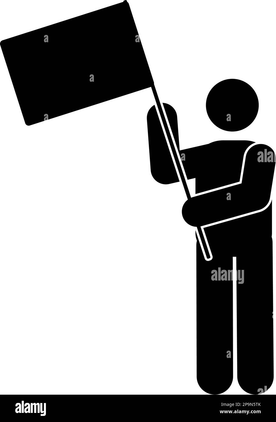 Les manifestants avec l'icône des drapeaux. Illustration simple d'un protéteur avec des indicateurs icône de vecteur pour le Web avec une icône de drapeau. Illustration de Vecteur