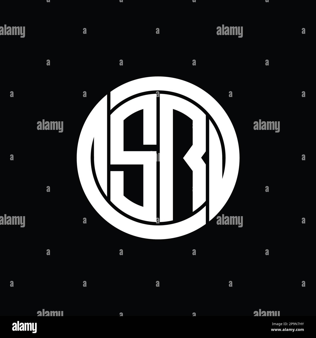 Logo SR écran monogramme à l'intérieur du cercle forme isolée image vecteur modèle de conception Banque D'Images