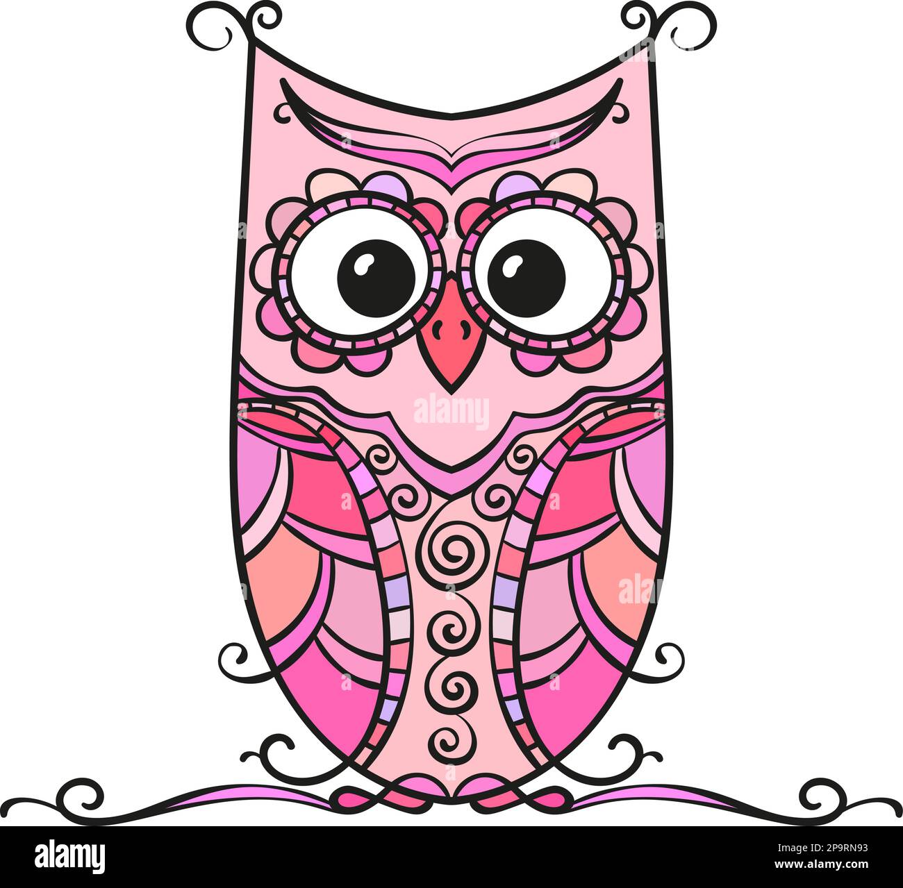 Hibou décoratif coloré isolé sur fond blanc, illustration vectorielle Illustration de Vecteur