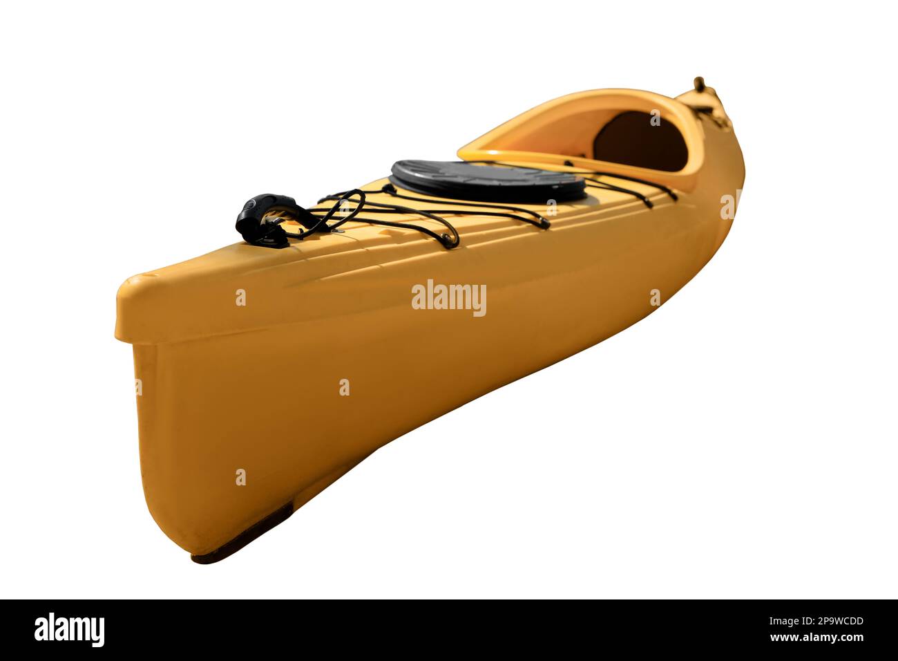 Kayak jaune isolé sur blanc. Activités de plein air Banque D'Images
