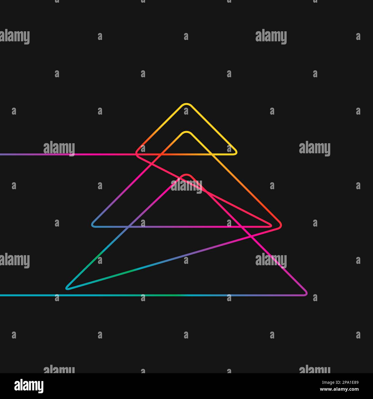 Dessin d'une ligne d'arbre de noël, Rainbow couleurs sur fond noir vecteur illustration linéaire minimaliste en ligne continue Illustration de Vecteur