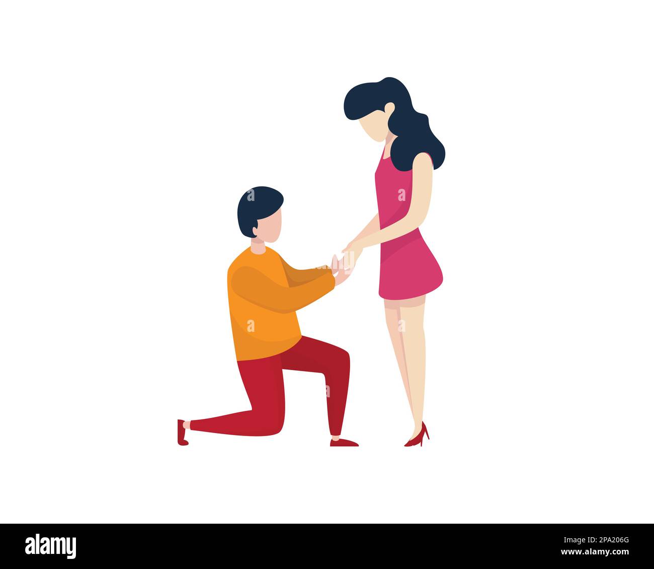 Romantique Homme en bas sur un genou et proposer à la femme visualisé avec une illustration simple Illustration de Vecteur
