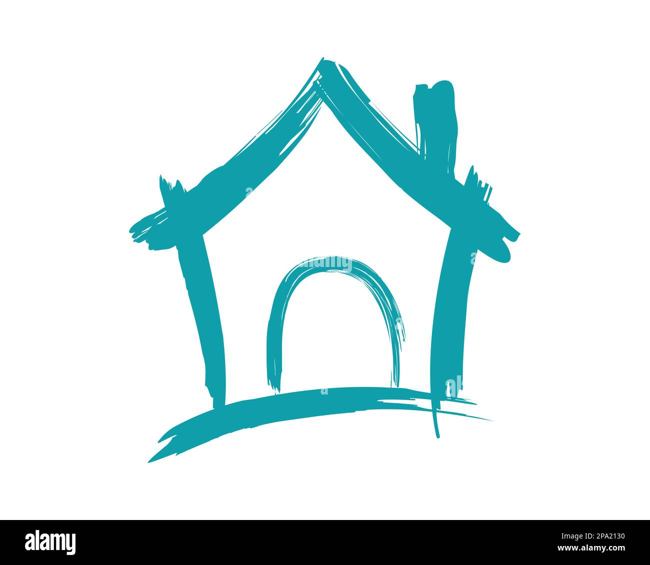 Illustration maison simple visualisée avec des traits de pinceau et une illustration simple Illustration de Vecteur