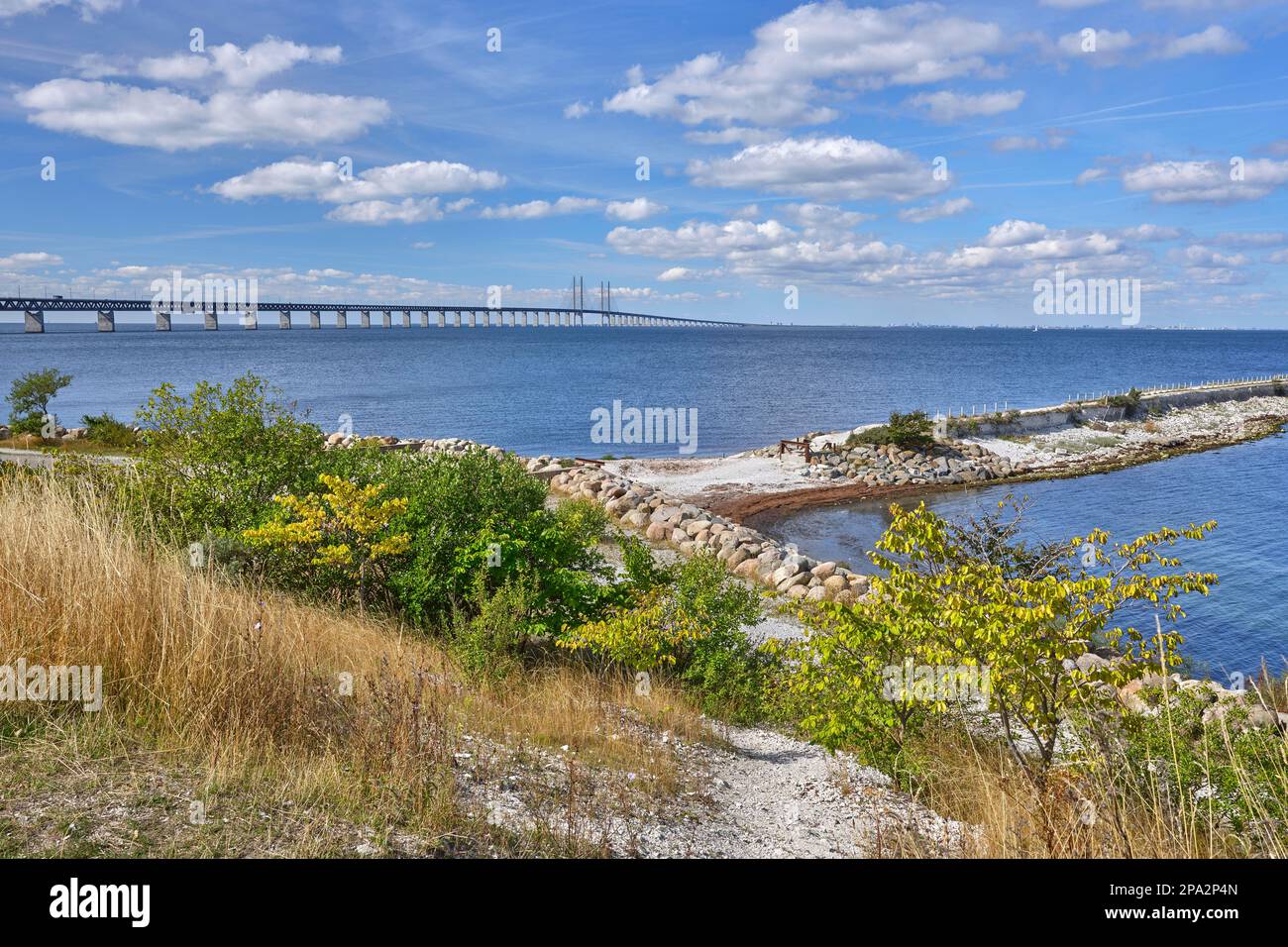 Pont d'Oresund entre Malmoe et Copenhague, Oresund, Suède Banque D'Images