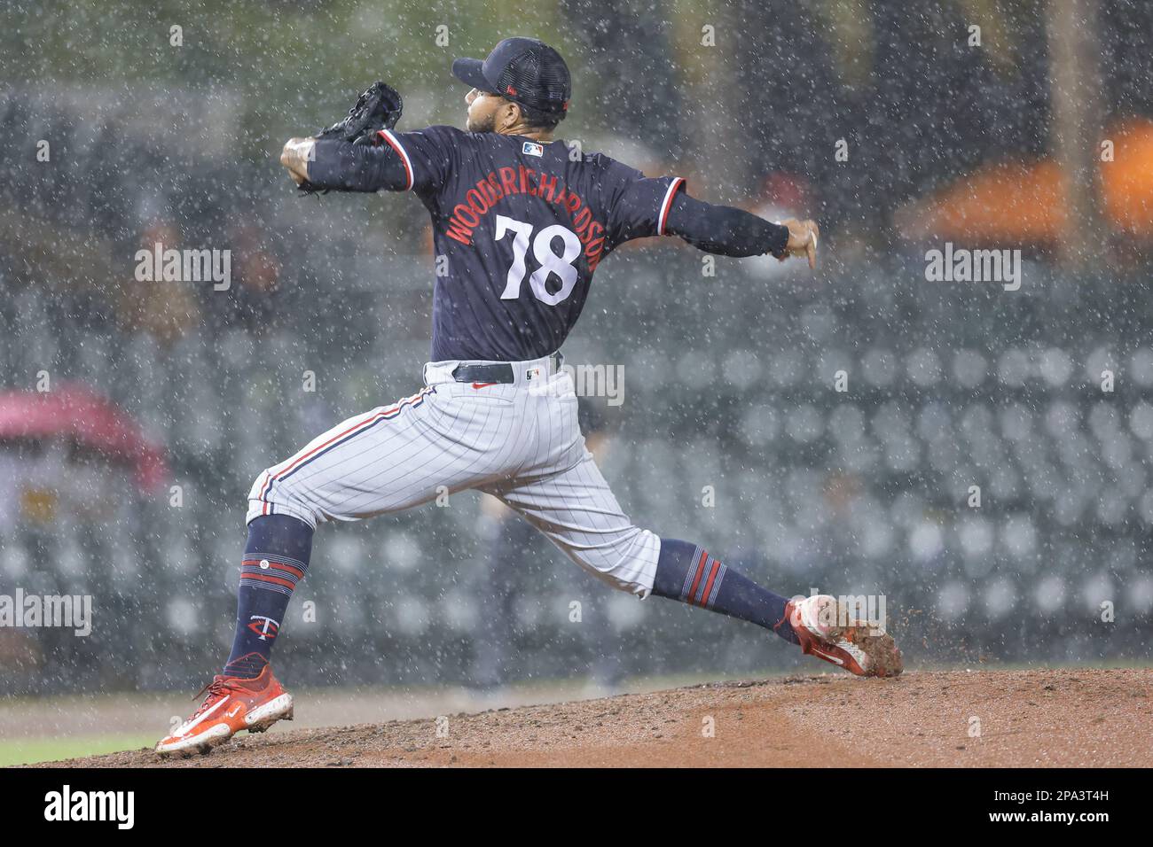 10 mars 2023, Sarasota FL États-Unis; lanceur Minnesota Twins Simeon Woods Richardson (78) pendant un jeu d'entraînement de printemps MLB Baltimore Orioles à Ed Smit Banque D'Images