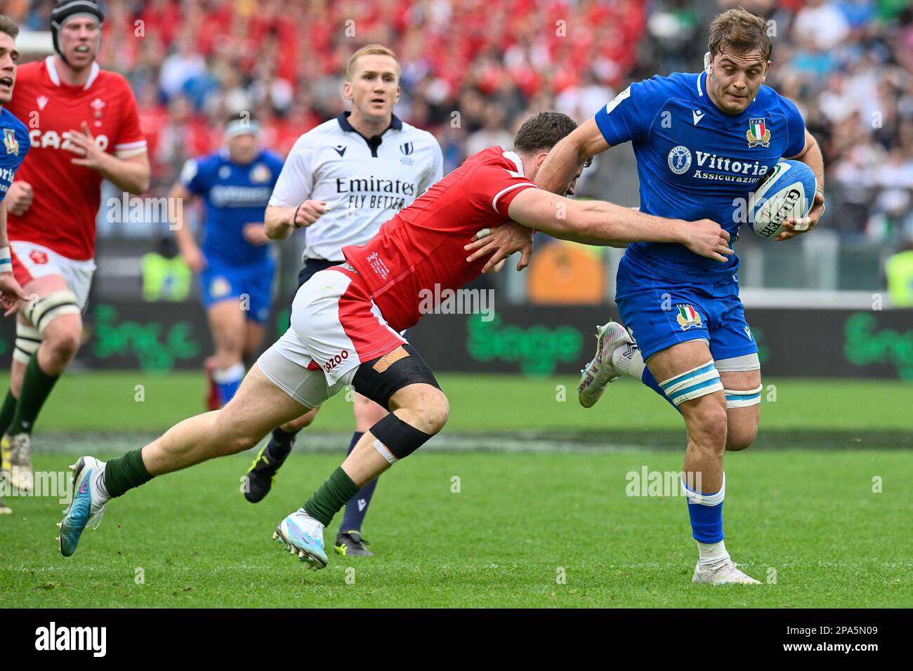 Lorenzo Cannone d'Italie pendant le match de rugby 2023 des six nations de Guinnes, Stadio Olimpico, Italie v, Royaume-Uni. 11th mars 2023. (Photo par AllShotLive/Sipa USA) crédit: SIPA USA/Alay Live News Banque D'Images