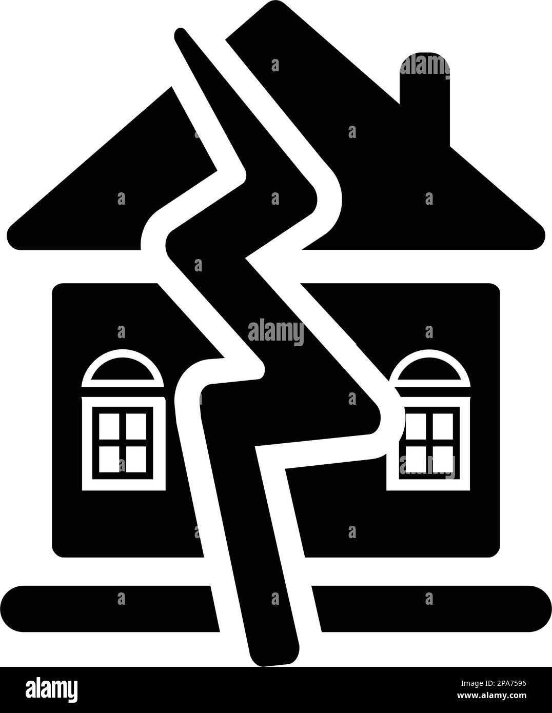 Bâtiment brisé, icône tremblement de terre, graphiques vectoriels pour une utilisation variée. Illustration de Vecteur
