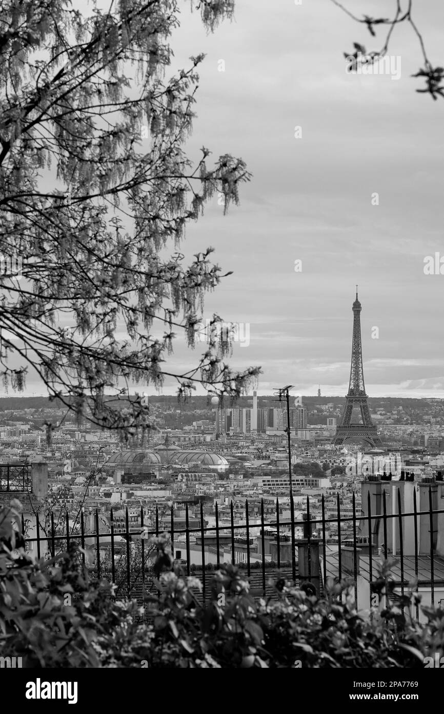 Tour Eiffel vue du Sacré-Cœur, Montmartre, Paris, France Banque D'Images