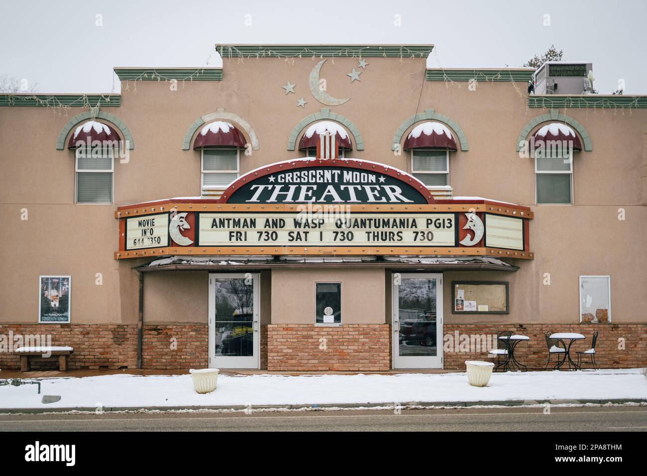 Panneau d'époque du Crescent Moon Theatre, Kanab, Utah Banque D'Images