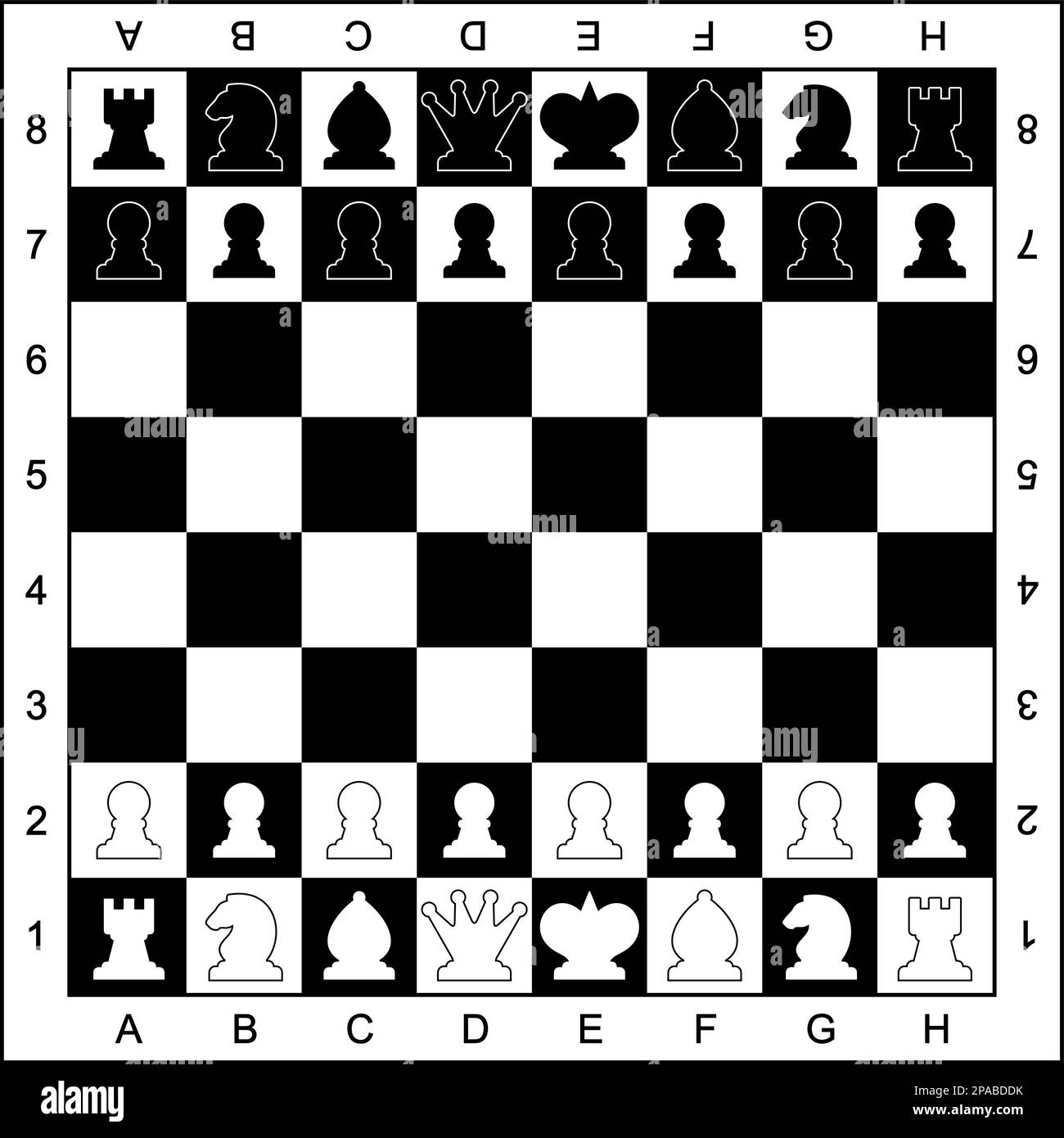 Pièces d'échecs sur un échiquier. Illustration de Vecteur