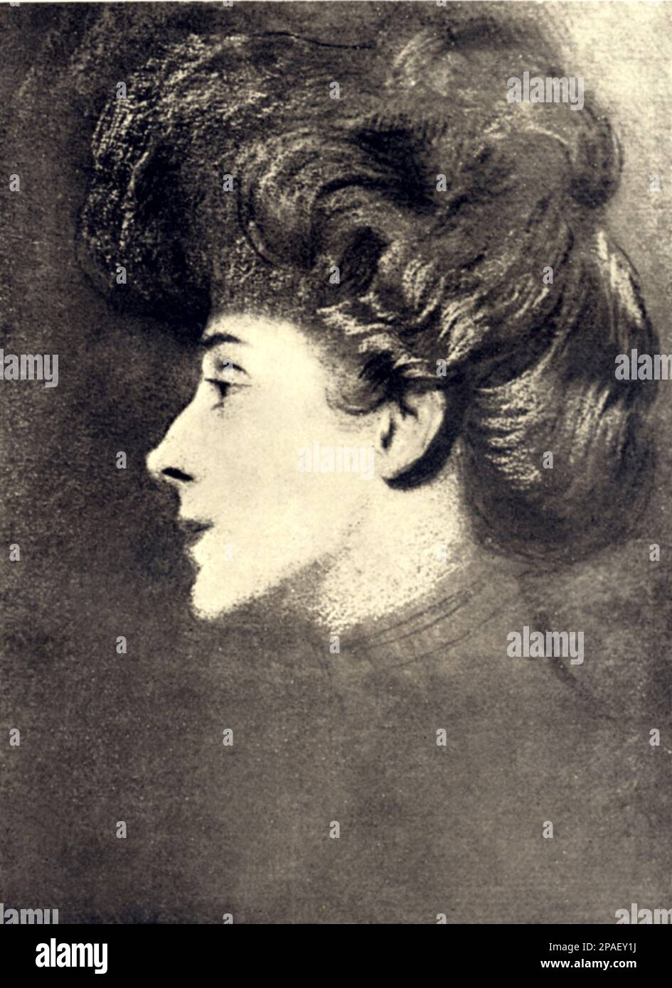 La princesse MARIA HARDOUIN Duchessa DEL GALLESE , mariée en 1883 avec le poète italien, homme politique et écrivain GABRIELE d'ANNUNZIO (Pescara 1863 - Gardone Riviera 1938 ) . Portraied à Paris par son amant , le peintre hispano-français ANTONIO DE LA GANDARA . - Profilo - profil - portrait - ritratto - Dannunzio - d'ANNUNZIO - - principessa - nobili - noblesse - Nogiltà italiana --- ARCHIVIO GBB Banque D'Images
