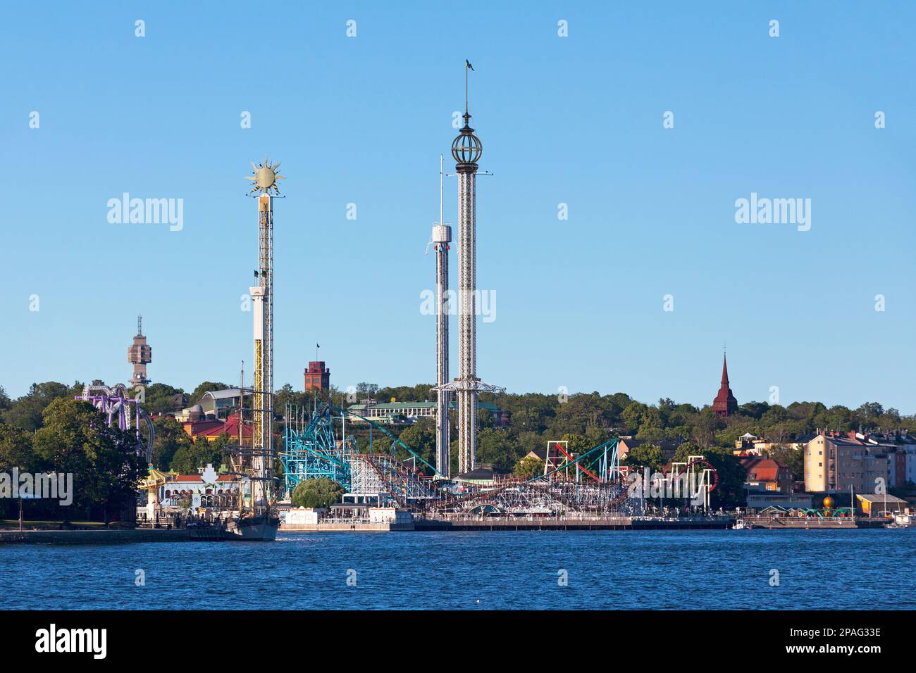 Stockholm, Suède - 22 juin 2019 : Gröna Lund ou Grönan est un parc d'attractions situé sur le côté de l'île de Djurgården. Banque D'Images