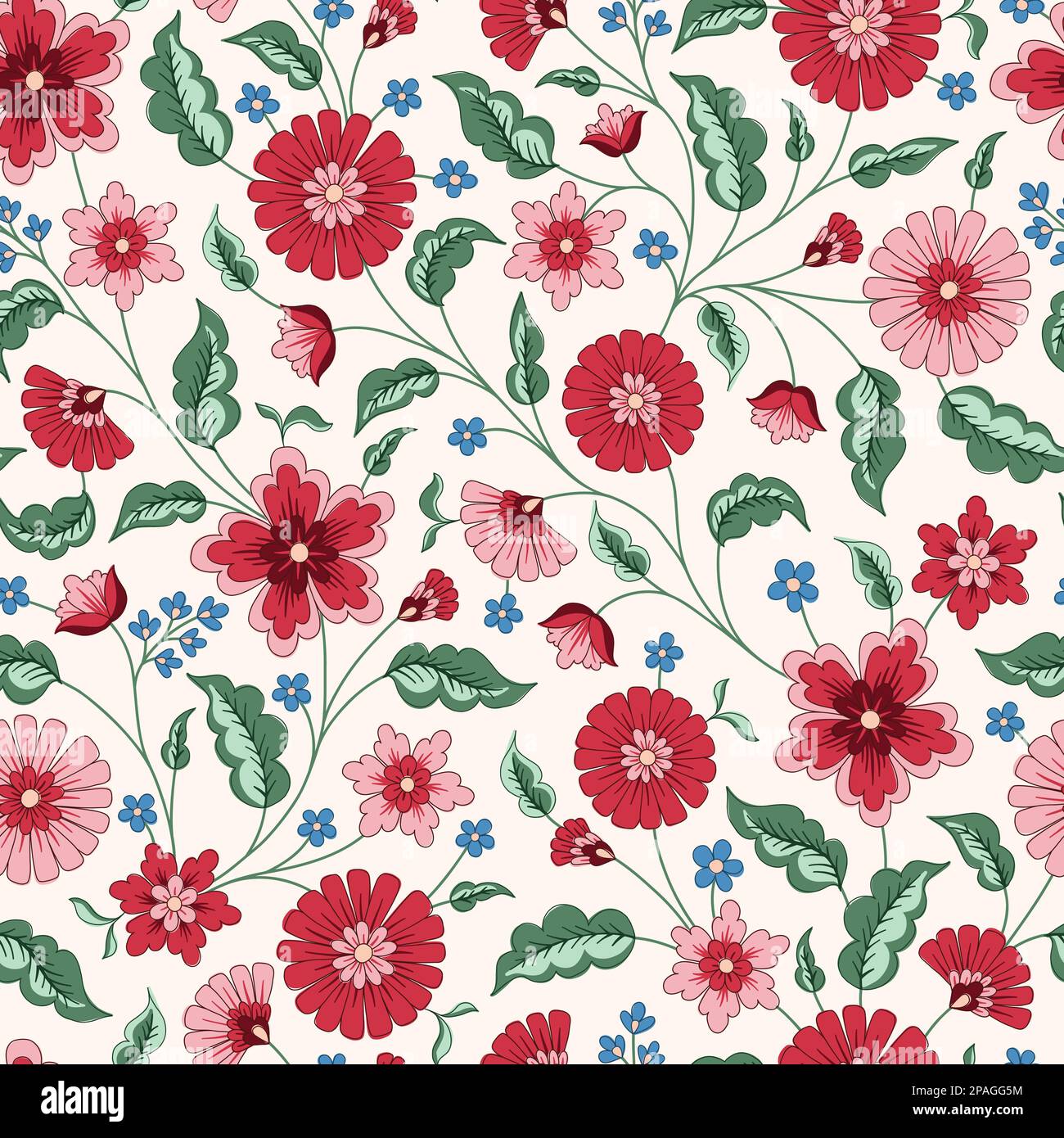 Motif sans couture vectoriel de fleurs de jacograin de chintz indien Illustration de Vecteur
