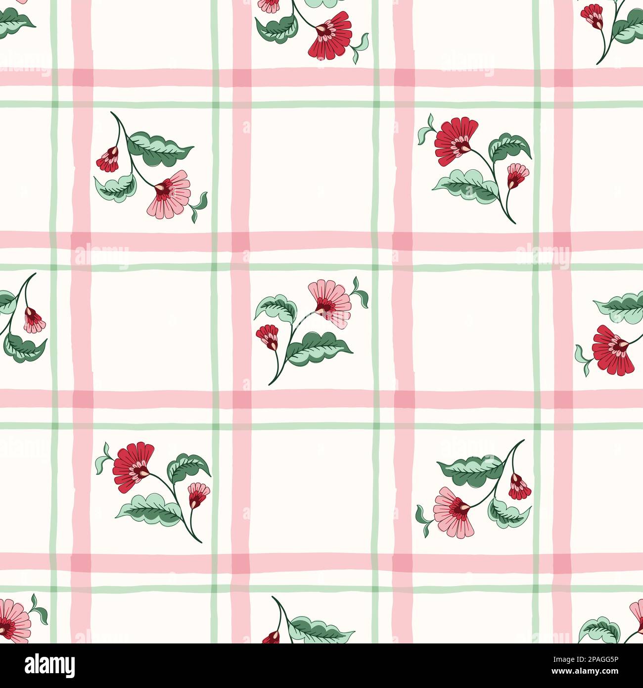 Motif sans couture vectoriel de fleurs de jacograin de chintz indien Illustration de Vecteur