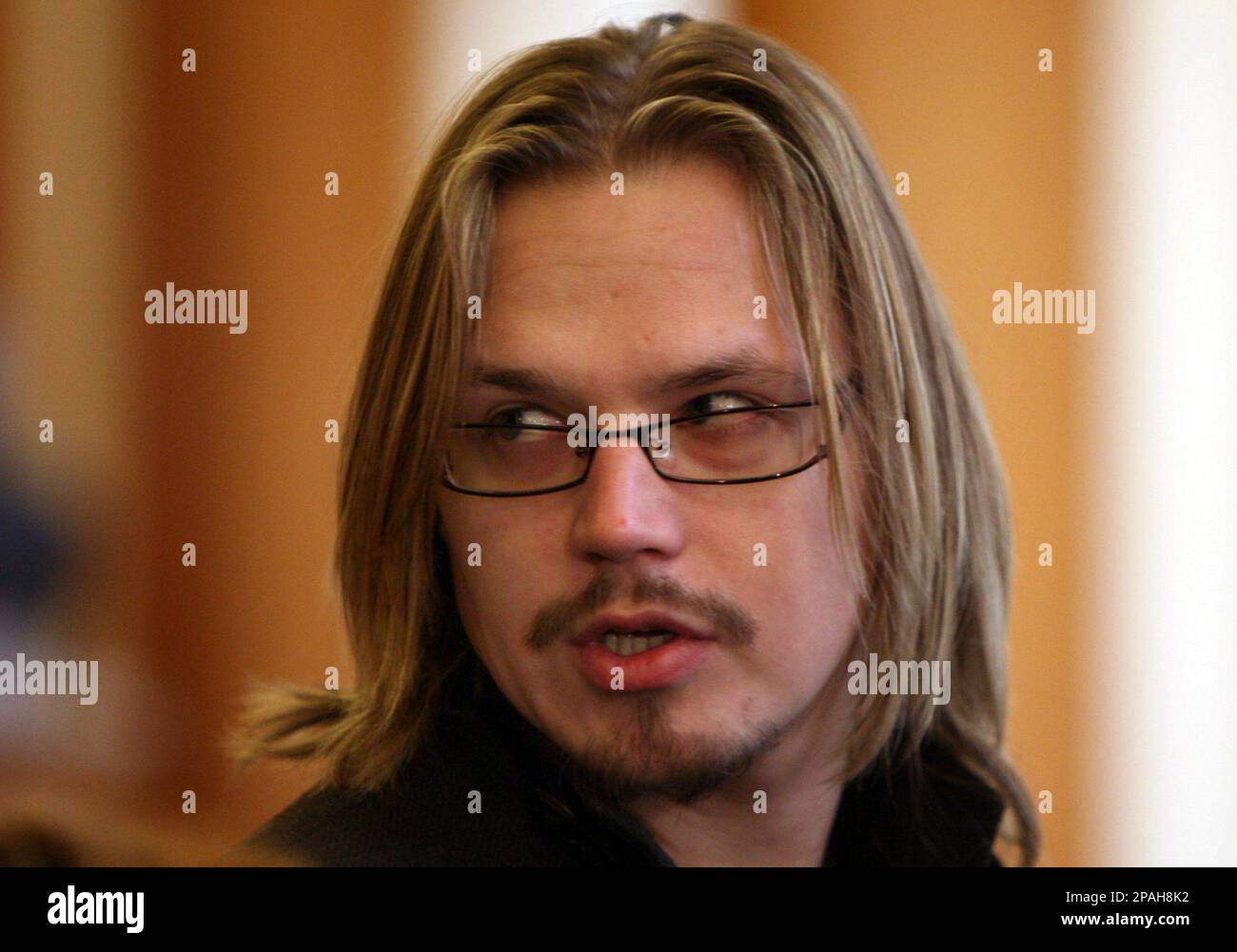 ** FILE ** This Jan. 10, 2008 file photo shows the world ice dancing champion Maxim Staviski, after appearing for a hearing at the district court in Burgas, Bulgaria, Thursday, Jan. 10, 2008. Staviski was given a 2 1/2-year suspended prison sentence Wednesday Jan 30 2008 for a drunken driving accident that killed a man and seriously injured a woman. Police records showed Staviski's blood-alcohol level was more than twice the legal limit. (AP Photo/Petar Petrov, file) Banque D'Images
