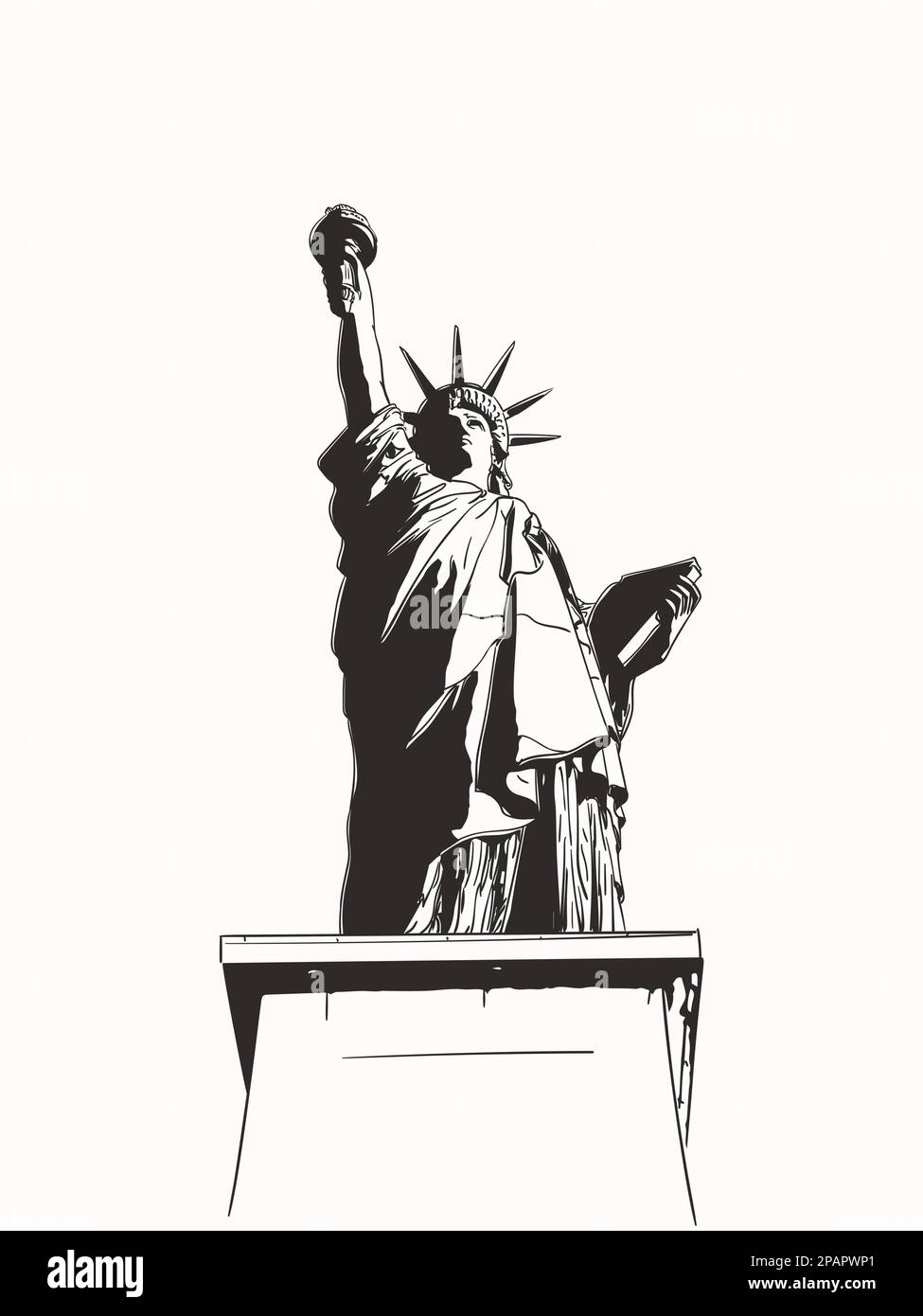 Croquis de la Statue de la liberté New York City USA, illustration vectorielle dessinée à la main Illustration de Vecteur