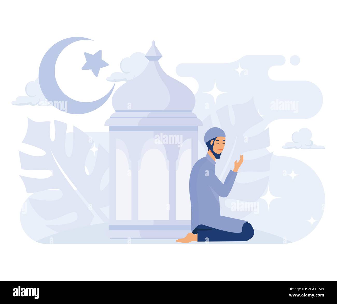 happy ramadan mubarak salutation concept, islamique eid fitr, vecteur plat illustration moderne Illustration de Vecteur