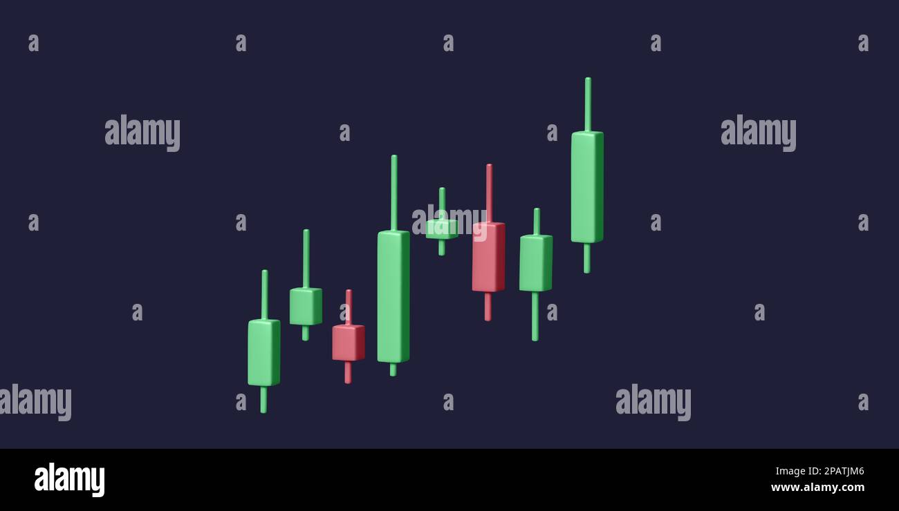 Graphique de la Bourse de 3D. Rendu du diagramme en bâton de bougie. Investissement financier et stratégie commerciale de réussite. Illustration vectorielle Illustration de Vecteur