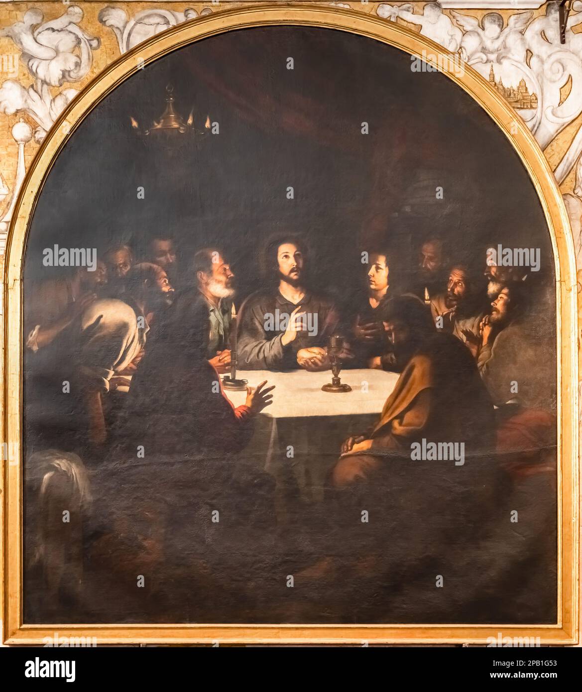 Séville, Espagne - 11 mars 2023: Peinture appelée la Ultima Cena, la Cène, par Bartolomé Esteban Murillo, à l'intérieur de l'église de Santa Maria la Bla Banque D'Images