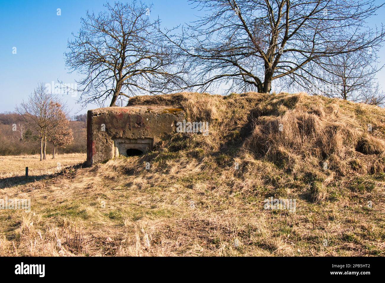 Une faille de la deuxième guerre a abandonné le bunker. République tchèque. Banque D'Images