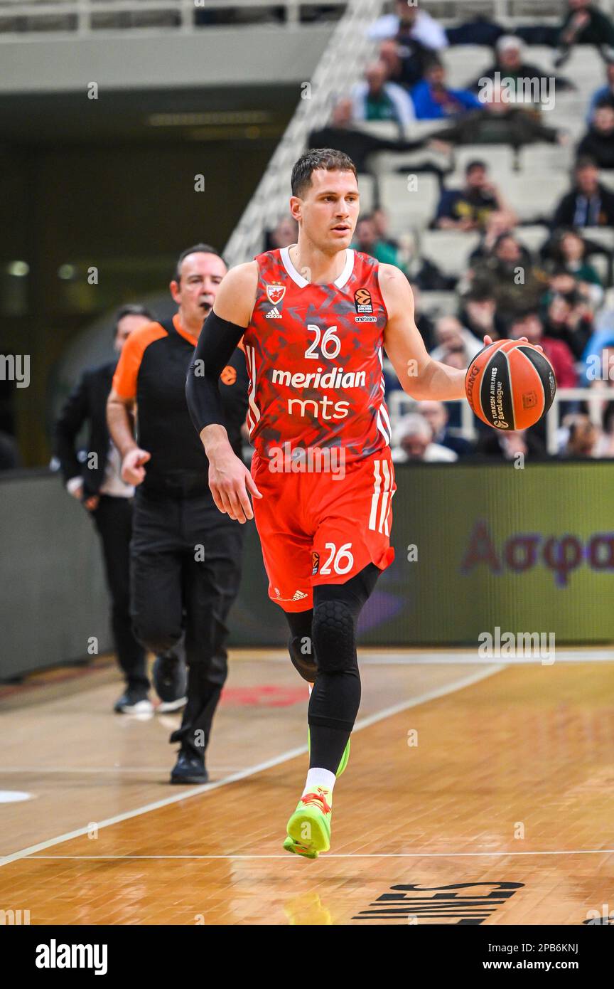 26 NEMANJA NEDOVIC de Crvena Zvezda Meridianbet Belgrade pendant l'Euroligue, Round 28, match entre Panathinaikos Athènes et Crvena Zvezda Meridianbet Belgrade à Oaka Altion sur 10 mars 2023, à Athènes, Grèce. Banque D'Images