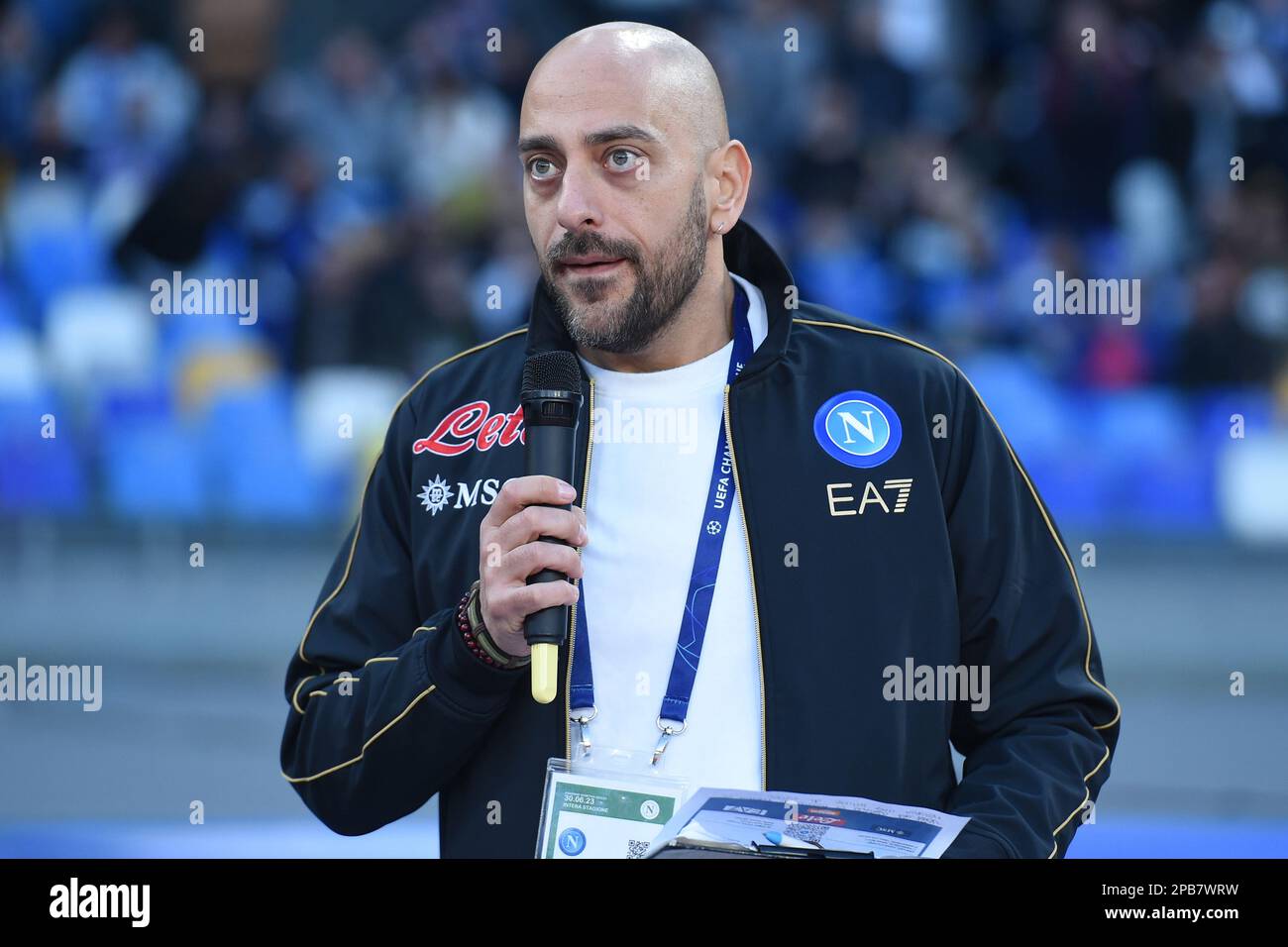 Naples, Italie. 11 mars 2023. Decibel Bellini SSC Napoli Stadium annonceur pendant la série Un match entre SSC Napoli et Atalanta BC au Stadio Diego Armando Maradona Naples Italie le 11 mars 2023.Credit: Franco Romano/Alay Live News Banque D'Images