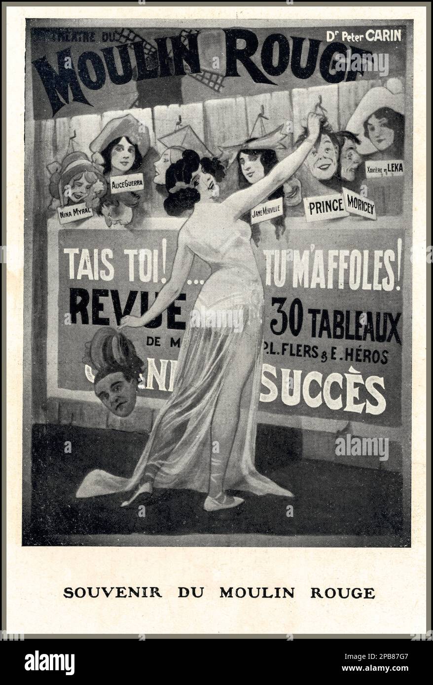 Carte souvenir vintage 1900s du Moulin Rouge Cabaret Paris France Goury, Georges (1877-1959). Banque D'Images