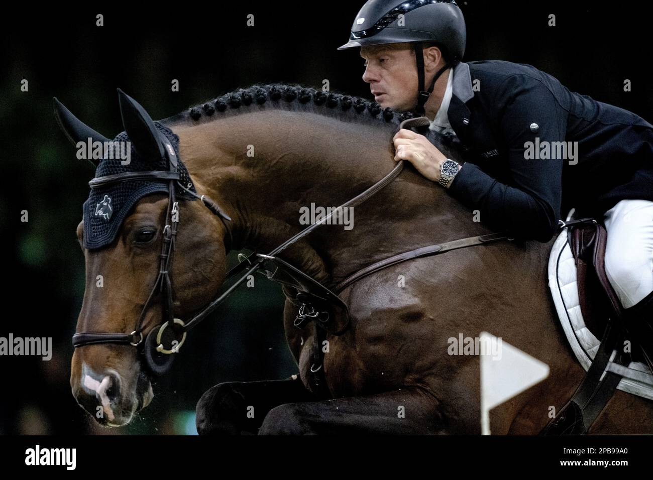 DEN B.Sc. - Willem Greve (NED) sur Grandorado TN NOP en action pendant le saut de coupe du monde, pendant le spectacle équestre intérieur des maîtres hollandais. ANP SANDER KONING pays-bas - belgique sortie Banque D'Images