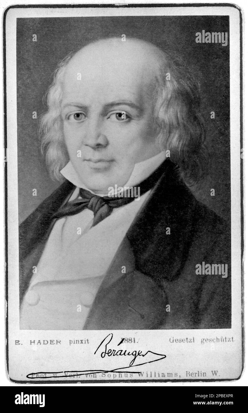 L'auteur-compositeur français PIERRE-JEAN DE BERANGER ( 1780 - 1857 ) - OPERA LIRICA - COMPOSIORE - MUSICA - portrait - ritrato - tie - Cravatta - col - colletto - MUSICA CLASSICA - CLASSIQUE - OPÉRA - COMPOSIORE LIRICO - portrait - ritrato - MUSICISTA - signature - autografo - firma - paroliere - canzonettiere - autographe --- ARCHIVIO GBB Banque D'Images
