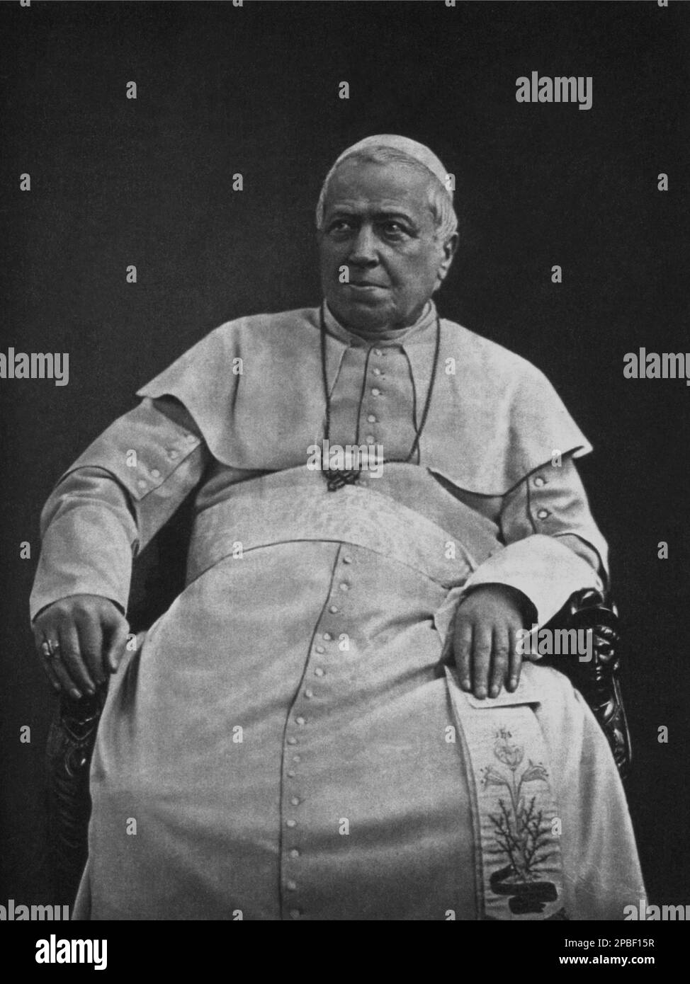 1870 c, ITALIE : le Pape PIO IX ( Giovanni Maria Mastai Ferretti , Saiguallia 1792 - Roma 1878 ). - RELIGIONE CATTOLICA - RELIGION CATHOLIQUE - ritrato - portrait - thron - trono - PIE --- Archivio GBB Banque D'Images