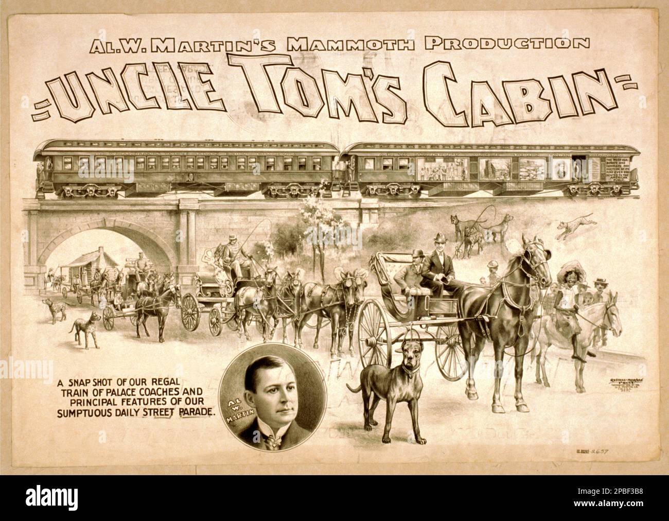 1898 , USA : AFFICHE publicitaire de performance de théâtre DE CABINE D'ONCLE TOM , par Al. W. MARTIN Mammoth . L'abolitionniste et romancière américaine , écrivain , HARRIET BEECHER STOWE ( 1811 - 1896 ) auteur du livre le plus célèbre ONCLE TOM'S CABIN ( 1852 ) attaqua la cruauté de l'esclavage; il a atteint des millions comme roman et jeu, et est devenu influent, même en Grande-Bretagne. Il a rendu les questions politiques de 1850s concernant l'esclavage tangibles pour des millions de personnes, stimulant les forces anti-esclavagistes dans le Nord américain. Elle a fait irrité et amertume avec le Sud. L'impact est résumé dans un énoncé AP communément cité Banque D'Images