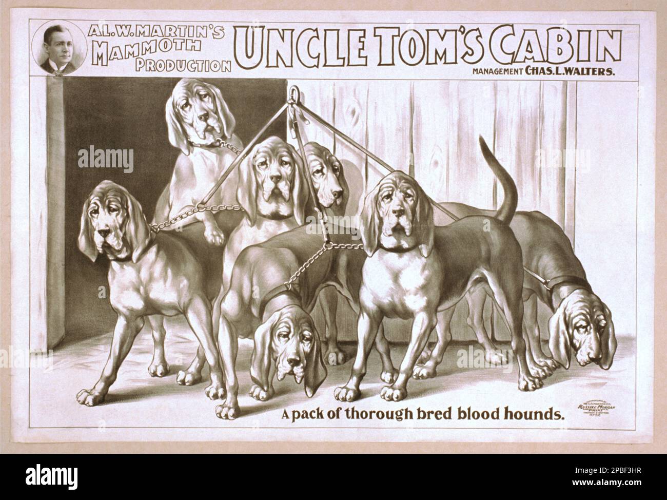 1898 , USA : AFFICHE publicitaire de performance de théâtre DE CABINE D'ONCLE TOM , par Al. W. MARTIN Mammoth . L'abolitionniste et romancière américaine , écrivain , HARRIET BEECHER STOWE ( 1811 - 1896 ) auteur du livre le plus célèbre ONCLE TOM'S CABIN ( 1852 ) attaqua la cruauté de l'esclavage; il a atteint des millions comme roman et jeu, et est devenu influent, même en Grande-Bretagne. Il a rendu les questions politiques de 1850s concernant l'esclavage tangibles pour des millions de personnes, stimulant les forces anti-esclavagistes dans le Nord américain. Elle a fait irrité et amertume avec le Sud. L'impact est résumé dans un énoncé AP communément cité Banque D'Images