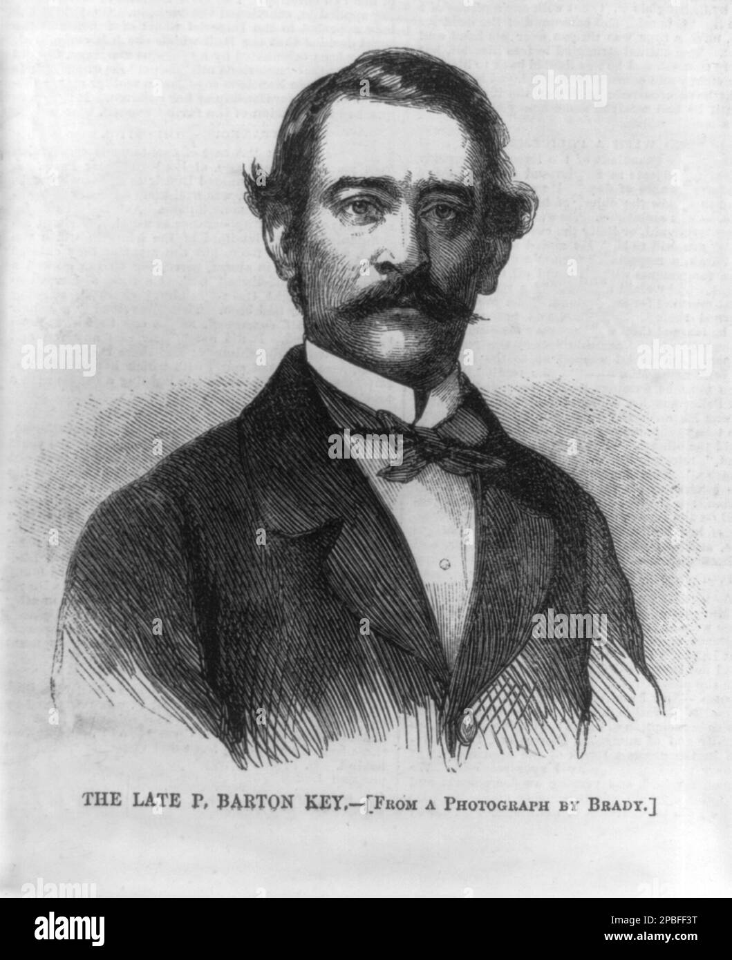 PHILIP BARTON KEY (mort en 1859) , tué par le groupe de femmes de Teresa Bagioli . Teresa Bagioli Sickles ( 1836 - 1867 ) était l'épouse de l'Assemblée de l'État de New York du Parti démocratique, États-Unis Et plus tard aux États-Unis Major général de l'armée Daniel Edgar Sickles . Elle a acquis une notoriété en 1859, lorsque son mari a été jugé pour le meurtre de son amant en 1858, Philip Barton Key, fils de Francis Scott Key . Ce procès a été la première utilisation connue de la défense antifolie temporaire dans la jurisprudence américaine. Née à New York en 1836, Teresa Da Ponte Bagioli était la fille des italiens riches et bien connus Banque D'Images