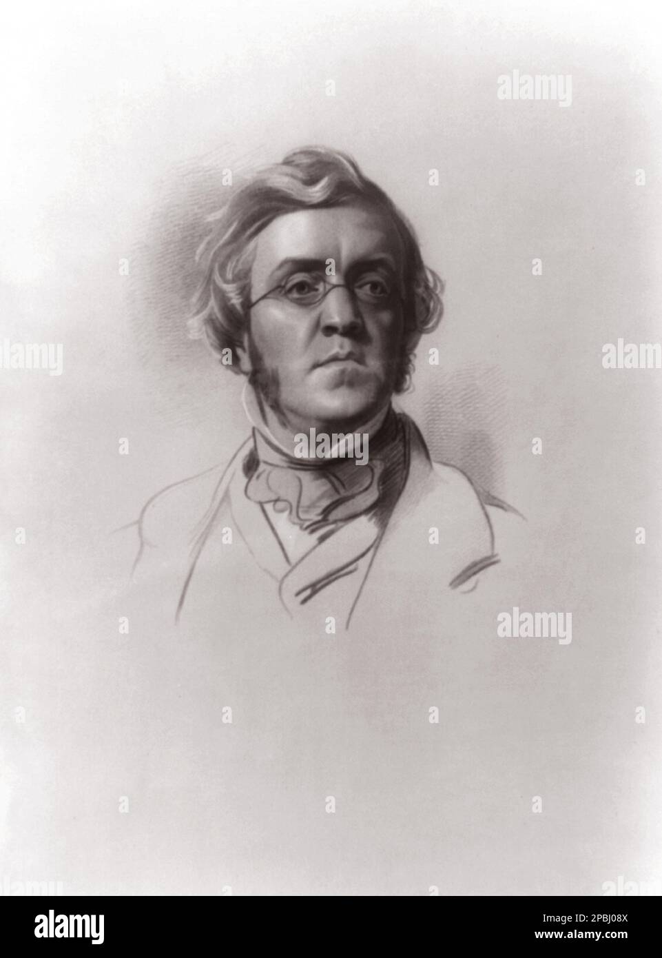 L'écrivain britannique William MakePeace Thackeray ( 1811 - 1863 ) . Il était célèbre pour ses œuvres satiriques, en particulier VANITY FAIR ( la fiera delle vanità ), un portrait panoramique de la société anglaise . - LETTERATO - SCRITTORE - LETTERATURA - Littérature - Cravatta - tie - occhiali da vista - Lens --- Archivio GBB Banque D'Images