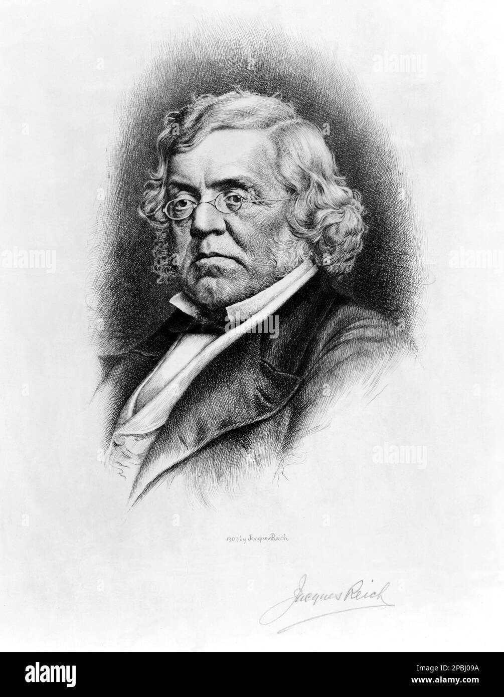 L'écrivain britannique William MakePeace Thackeray ( 1811 - 1863 ) . Il était célèbre pour ses œuvres satiriques, en particulier VANITY FAIR ( la fiera delle vanità ), un portrait panoramique de la société anglaise . Portrait de Jacques Reich par 1907 , USA - LETTERATO - SCRITTORE - LETTERATURA - Littérature - Cravatta - TIE - occhiali da vista - Lens --- Archivio GBB Banque D'Images