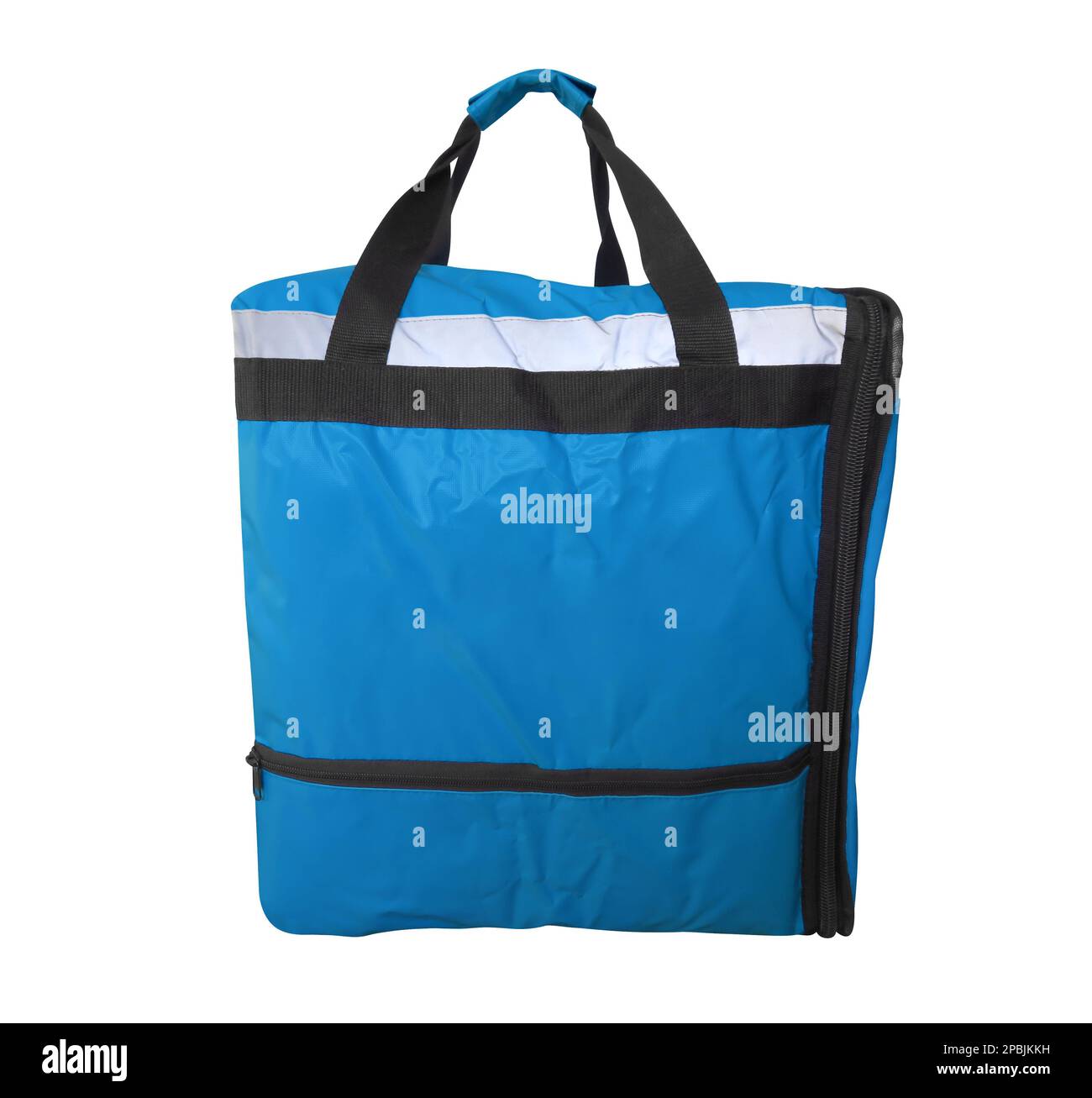 Refroidisseur de sac bleu pour le transport et le stockage de produits isolés sur fond blanc avec passe-cheveux Banque D'Images