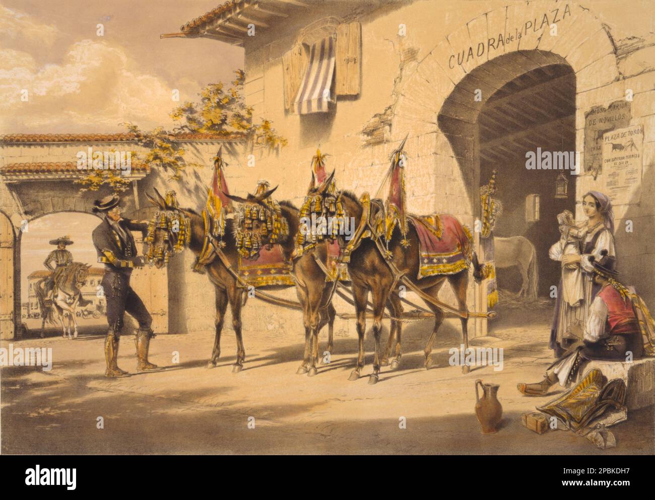 1860 CA : Mules de la Plaza de Toros . Lithographie de couleur par l'artiste peintre américain William Henry LAKE PRIX ( 1810 - 1896 ) - TORERO - TORERO - TOREADOR - TORERI - TORO - BULL - CORRIDA - TAUROMACHIA - Spagna - Espagne - ARENA DEI TORI - PLAZA DE TOROS - portrait - ritratto - ARTE - ARTS - gravure - grazione - illustration - illustrateur - illustrateur - - - - - ---- Archivio GBB Banque D'Images